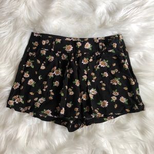 Black floral skorts